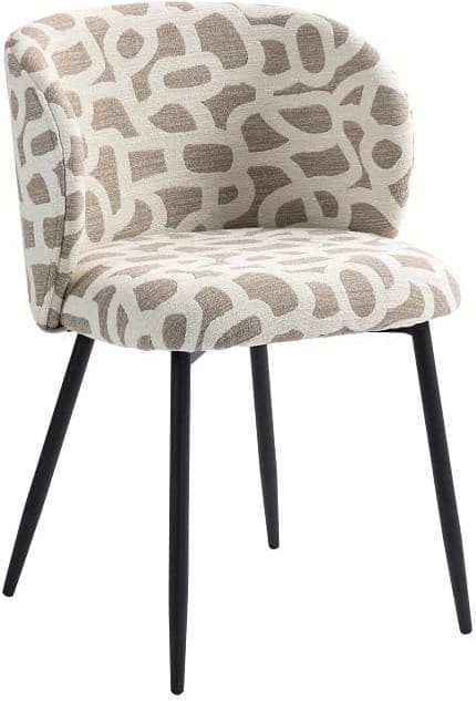 Light & Living Eetkamerstoel Elyna - taupe+beige-mat zwart Bruin Eetkamerstoel