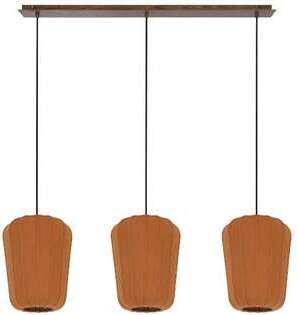 Light & Living Hanglamp Bibury - hout print d bruin+terra Oranje Hanglamp