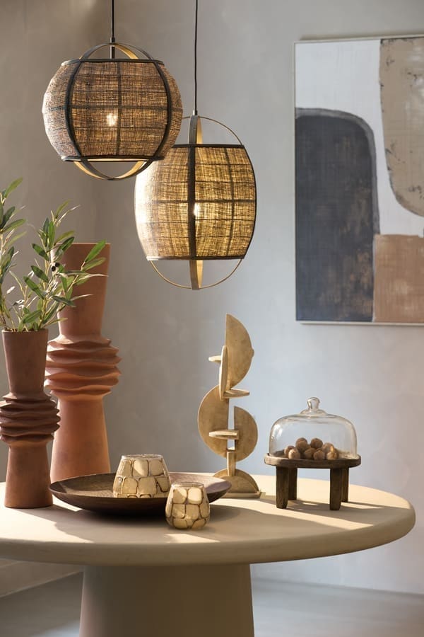 Light & Living Hanglamp Bozona - rotan bruin-grijs Bruin Hanglamp