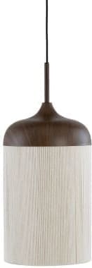 Light & Living Hanglamp Dania - hout print d bruin+touw crème Bruin Hanglamp