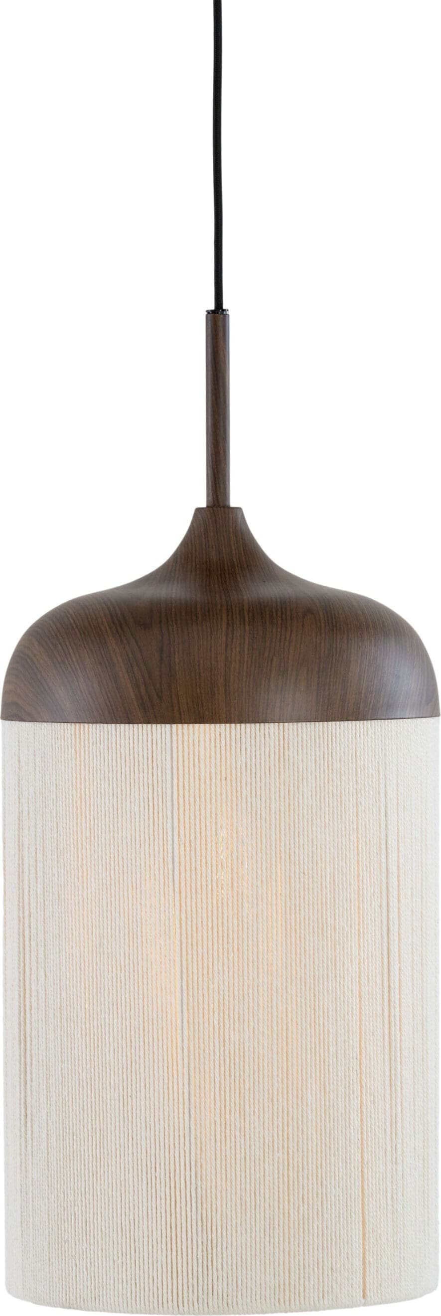 Light & Living Hanglamp Dania - hout print d bruin+touw crème Bruin Hanglamp