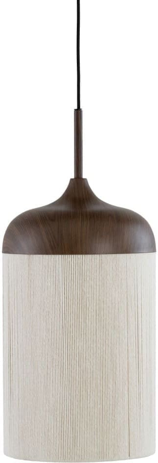 Light & Living Hanglamp Dania - hout print d bruin+touw crème Bruin Hanglamp