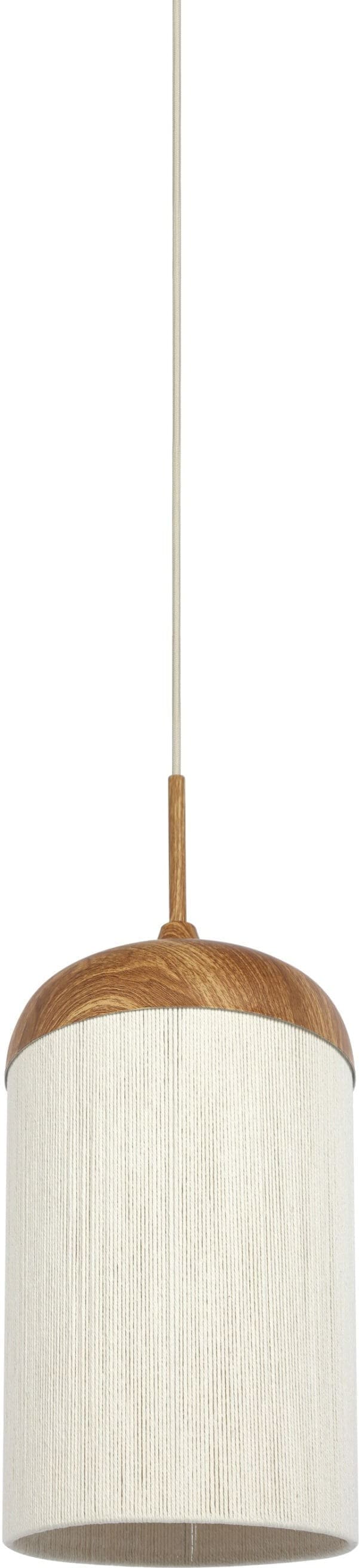 Light & Living Hanglamp Dania - hout print naturel+touw crème Bruin Hanglamp
