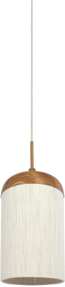 Light & Living Hanglamp Dania - hout print naturel+touw crème Bruin Hanglamp