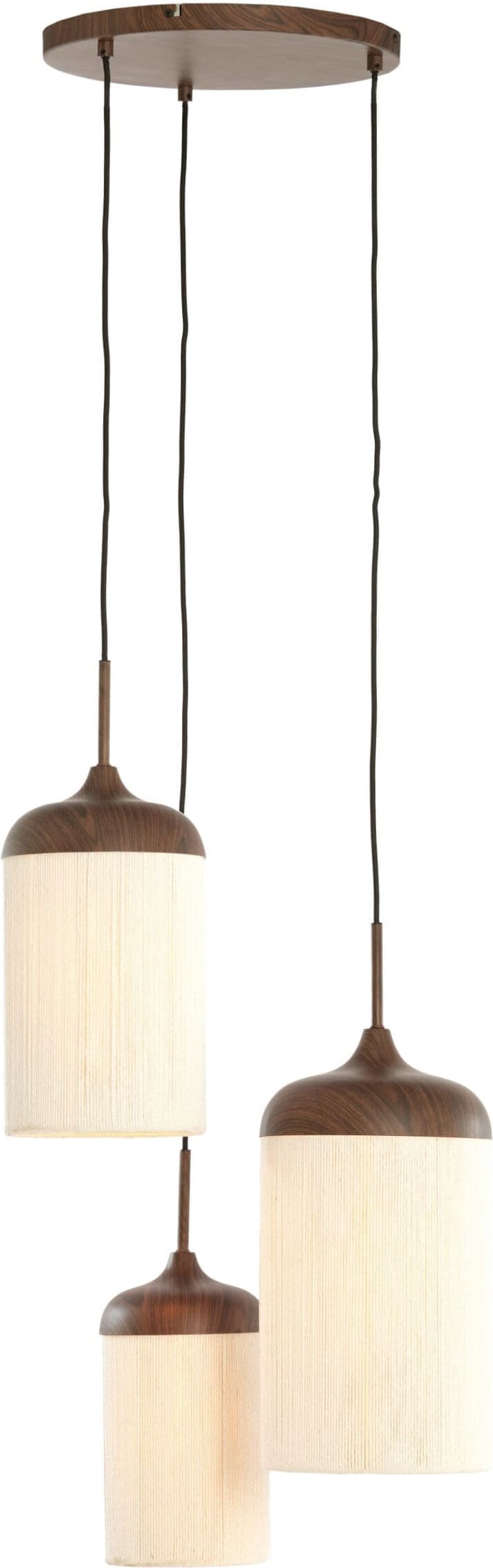 Light & Living Hanglamp Danialo - hout print d bruin+touw crème Bruin Hanglamp