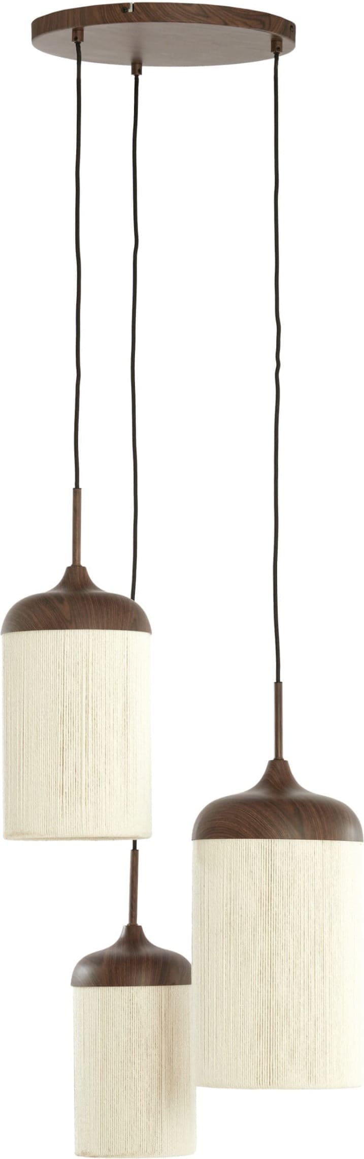 Light & Living Hanglamp Danialo - hout print d bruin+touw crème Bruin Hanglamp