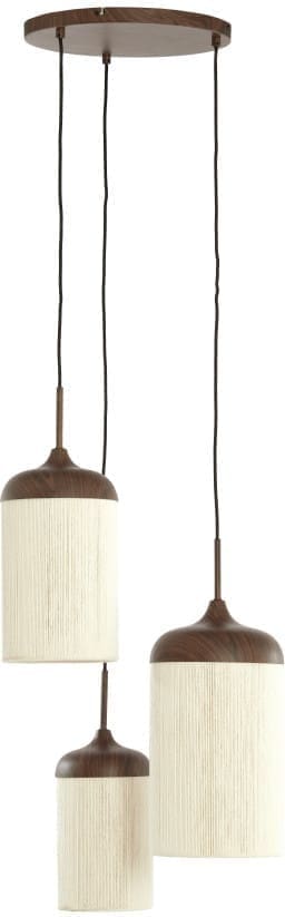 Light & Living Hanglamp Danialo - hout print d bruin+touw crème Bruin Hanglamp