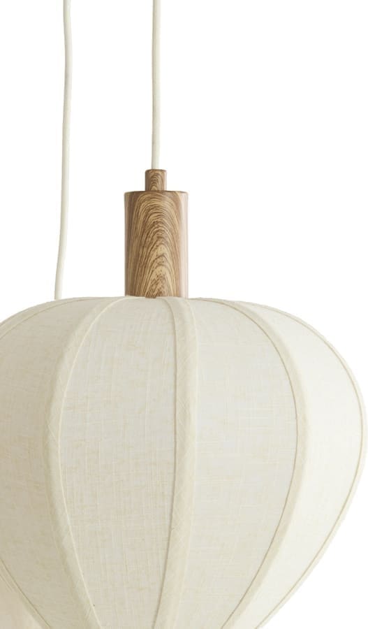 Light & Living Hanglamp Huxi - hout print naturel+linnen crème Wit Hanglamp