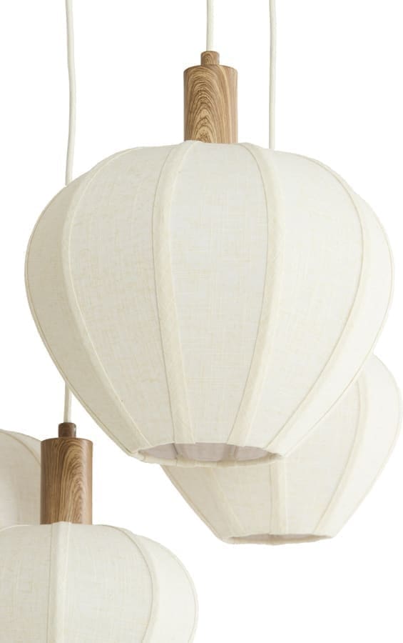 Light & Living Hanglamp Huxi - hout print naturel+linnen crème Wit Hanglamp