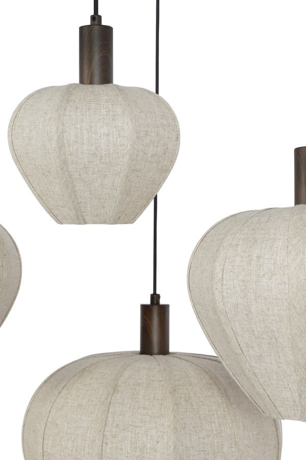 Light & Living Hanglamp Huxi - hout prnt d bruin+linnen nt Bruin Hanglamp