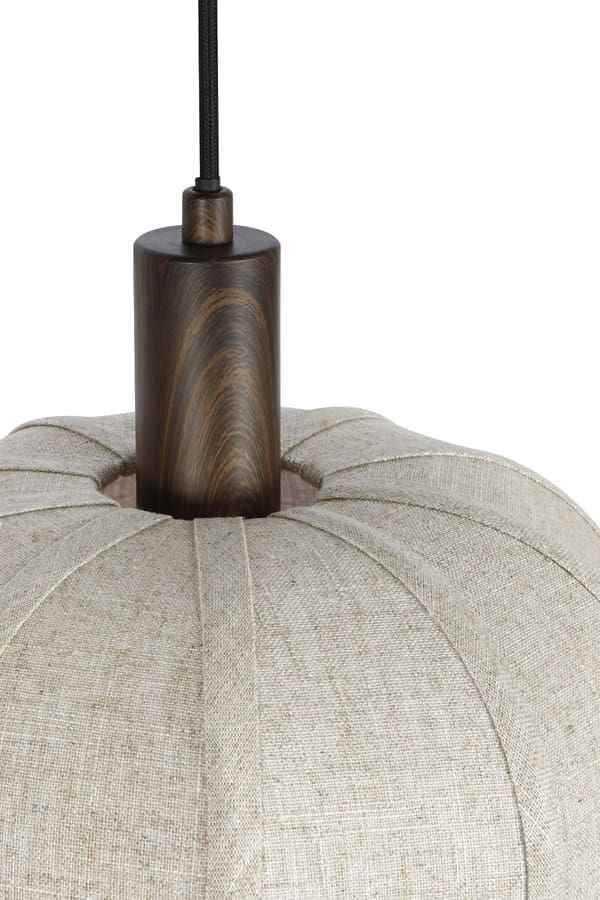 Light & Living Hanglamp Huxi - hout prnt d bruin+linnen nt Bruin Hanglamp
