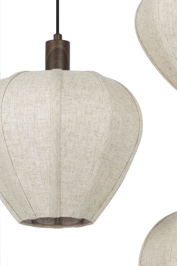 Light & Living Hanglamp Huxi - hout prnt d bruin+linnen nt Bruin Hanglamp