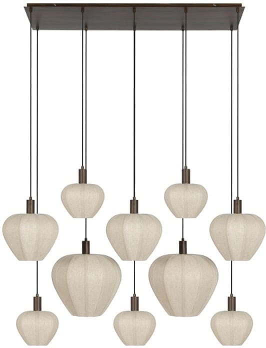 Light & Living Hanglamp Huxi - hout prnt d bruin+linnen nt Bruin Hanglamp