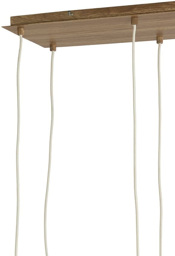 Light & Living Hanglamp Huxi - hout prnt nat+linnen crème Wit Hanglamp