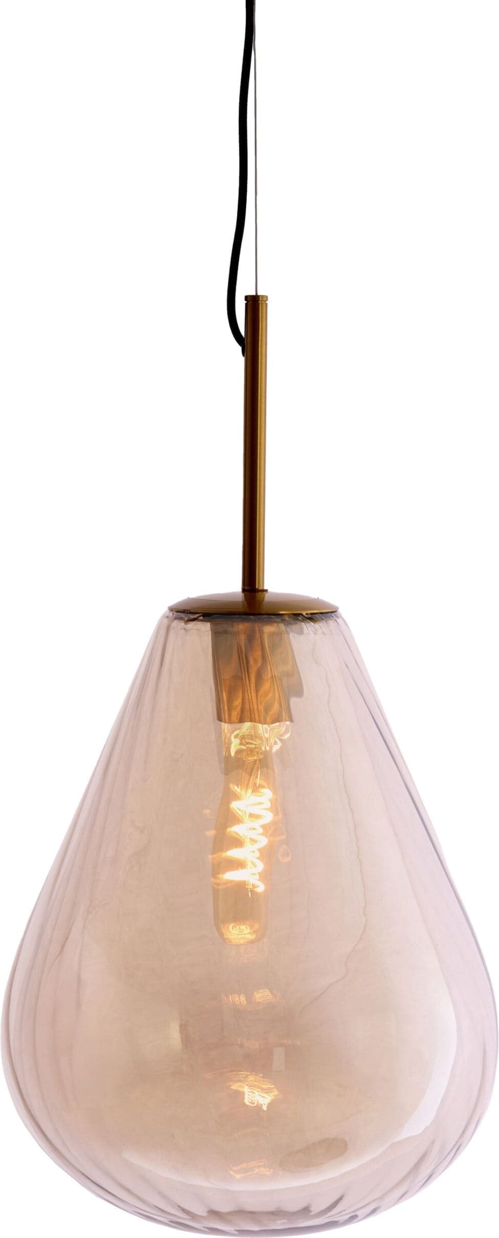 Light & Living Hanglamp Leona - antiek brons+glas amber Brons Hanglamp