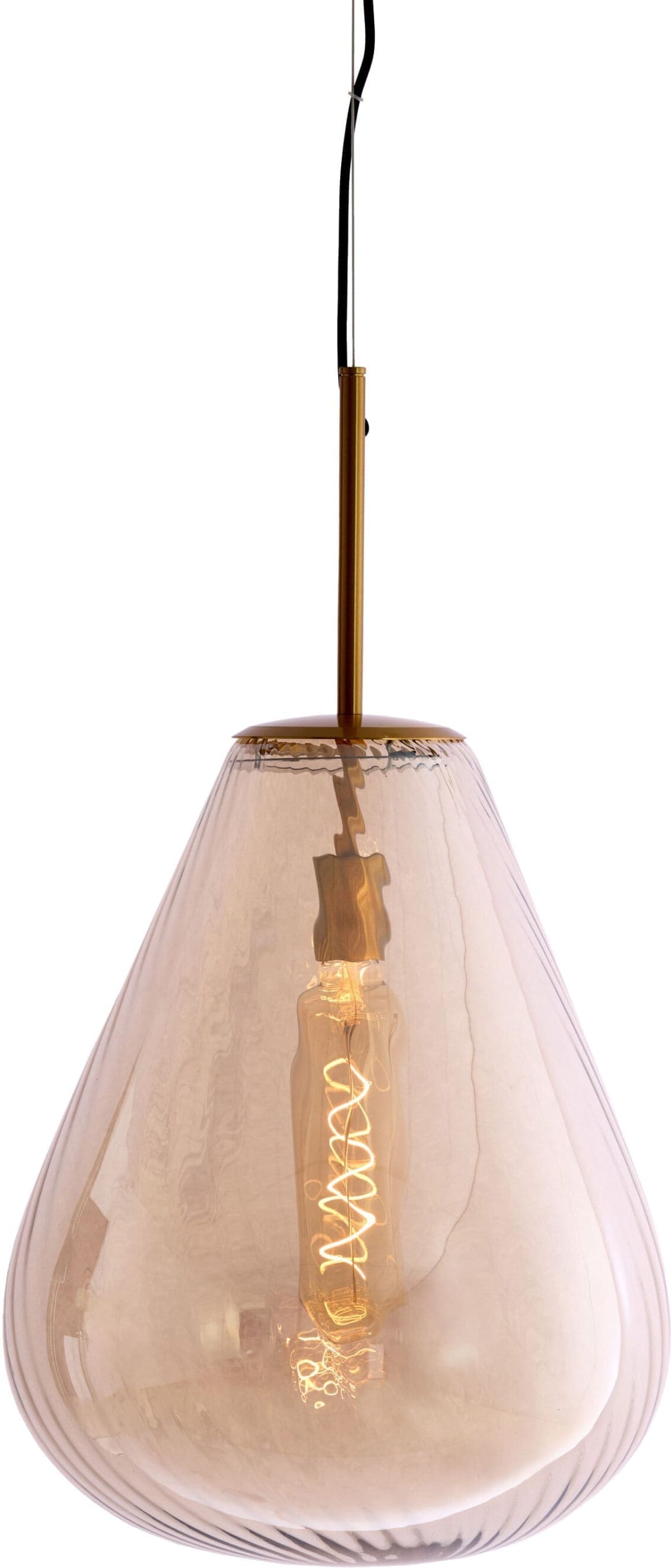 Light & Living Hanglamp Leona - antiek brons+glas amber Brons Hanglamp