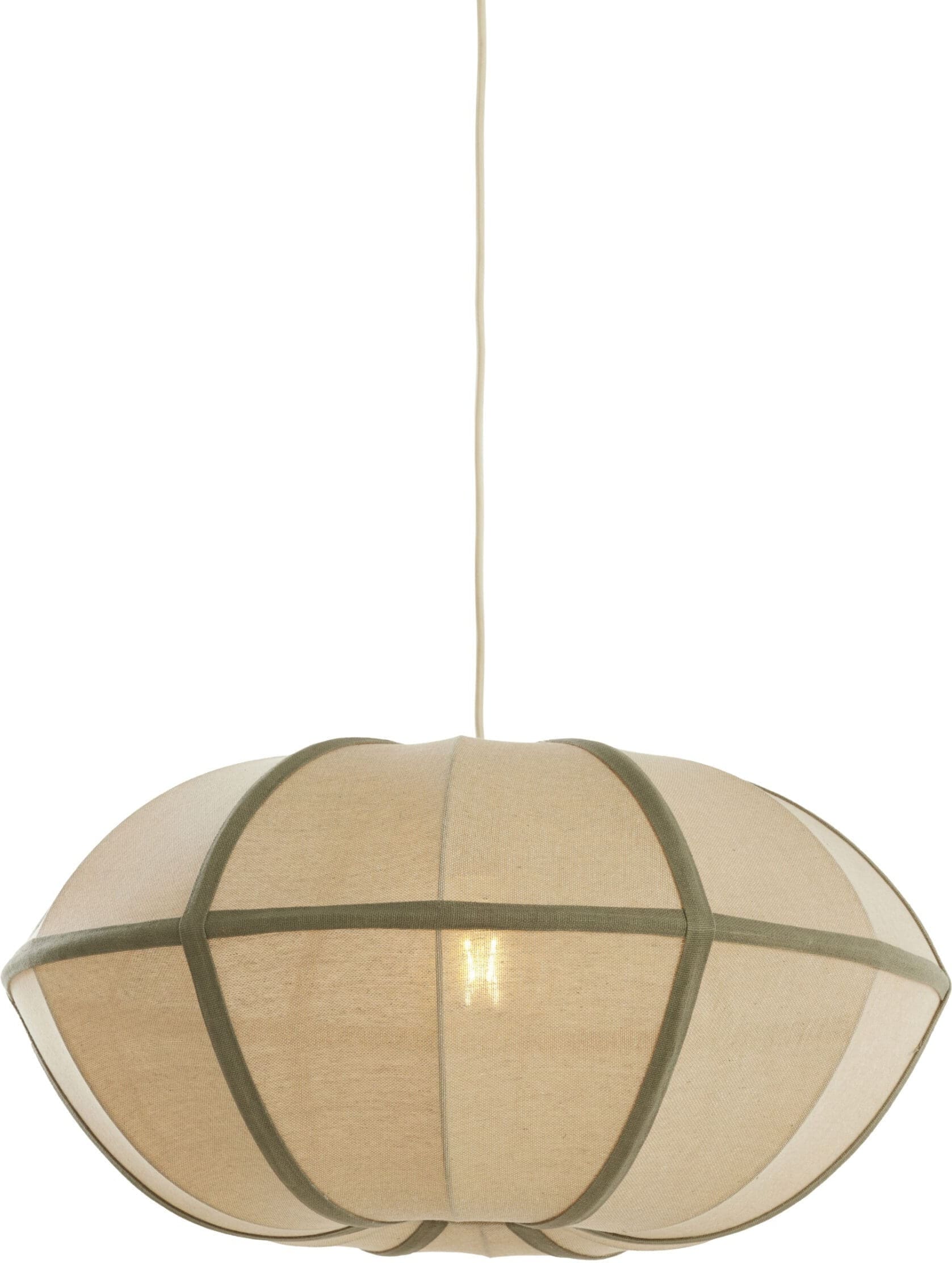 Light & Living Hanglamp Mirelys - naturel+olijf groen Bruin Hanglamp