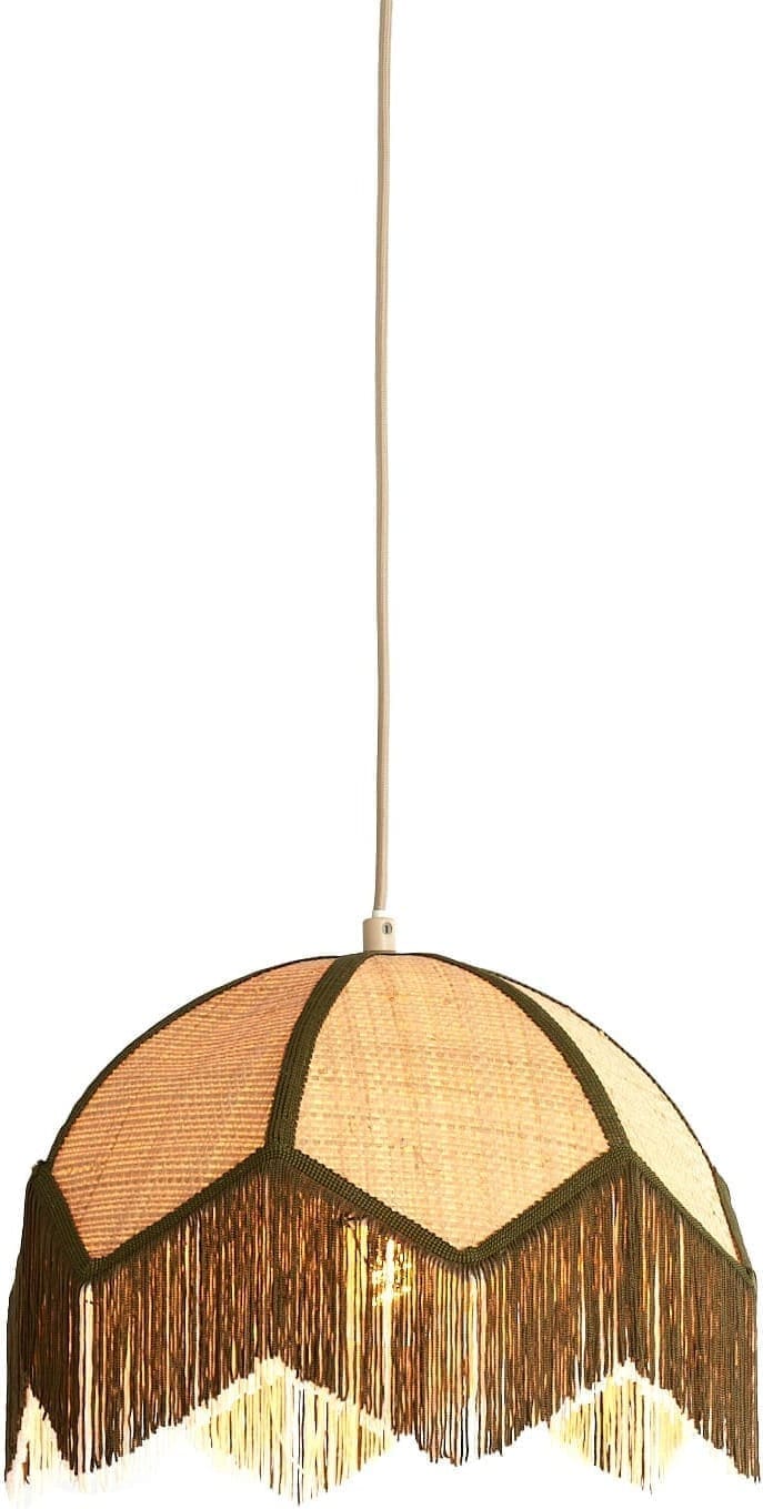 Light & Living Hanglamp Sulina - raffia naturel+groen Groen Hanglamp