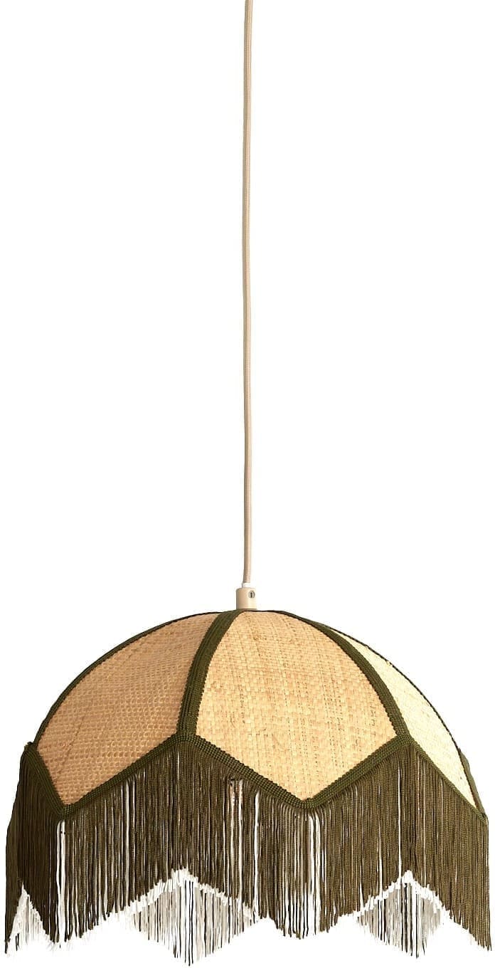Light & Living Hanglamp Sulina - raffia naturel+groen Groen Hanglamp