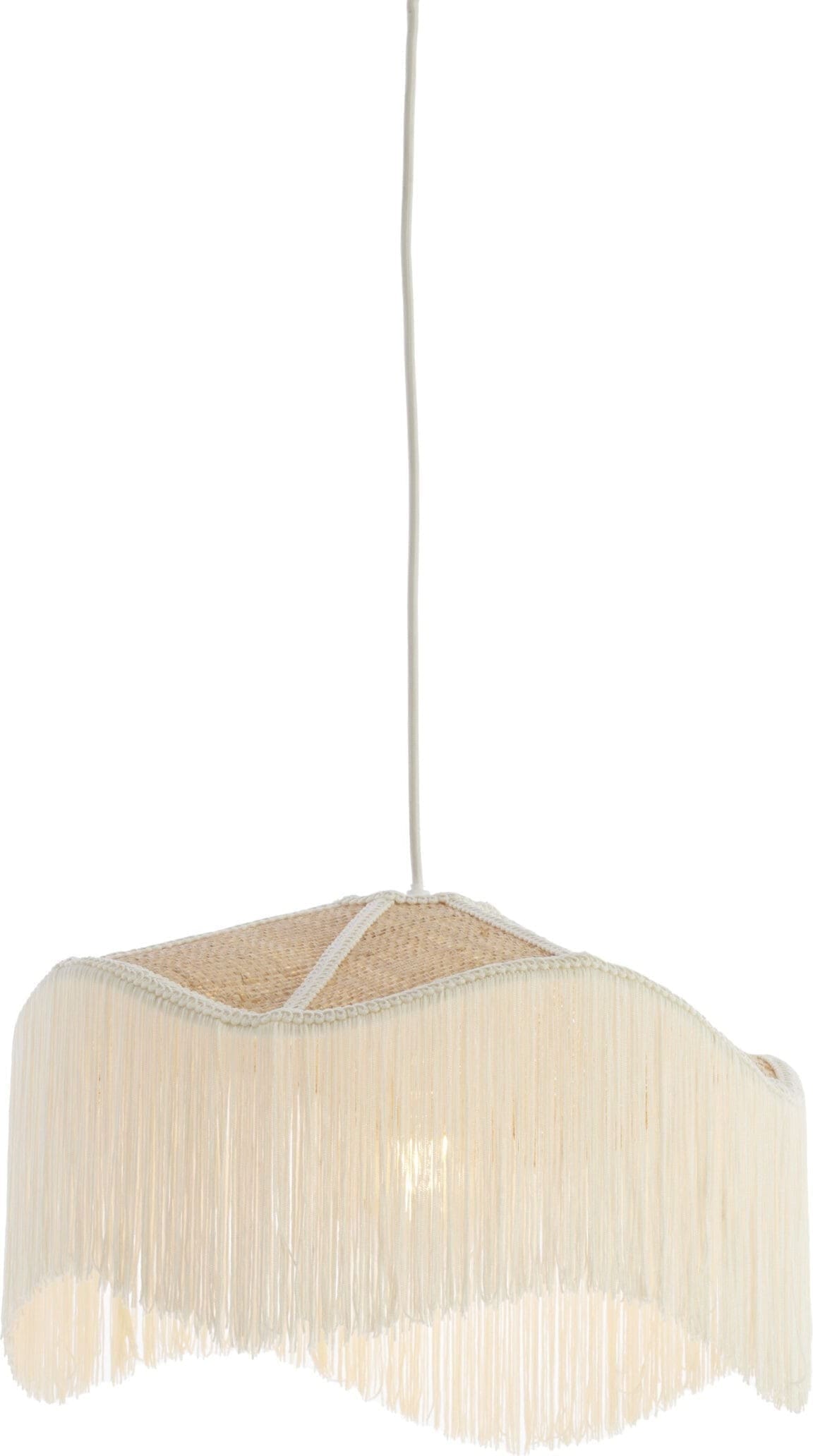 Light & Living Hanglamp Tiffany - raffia naturel+crème Wit Hanglamp