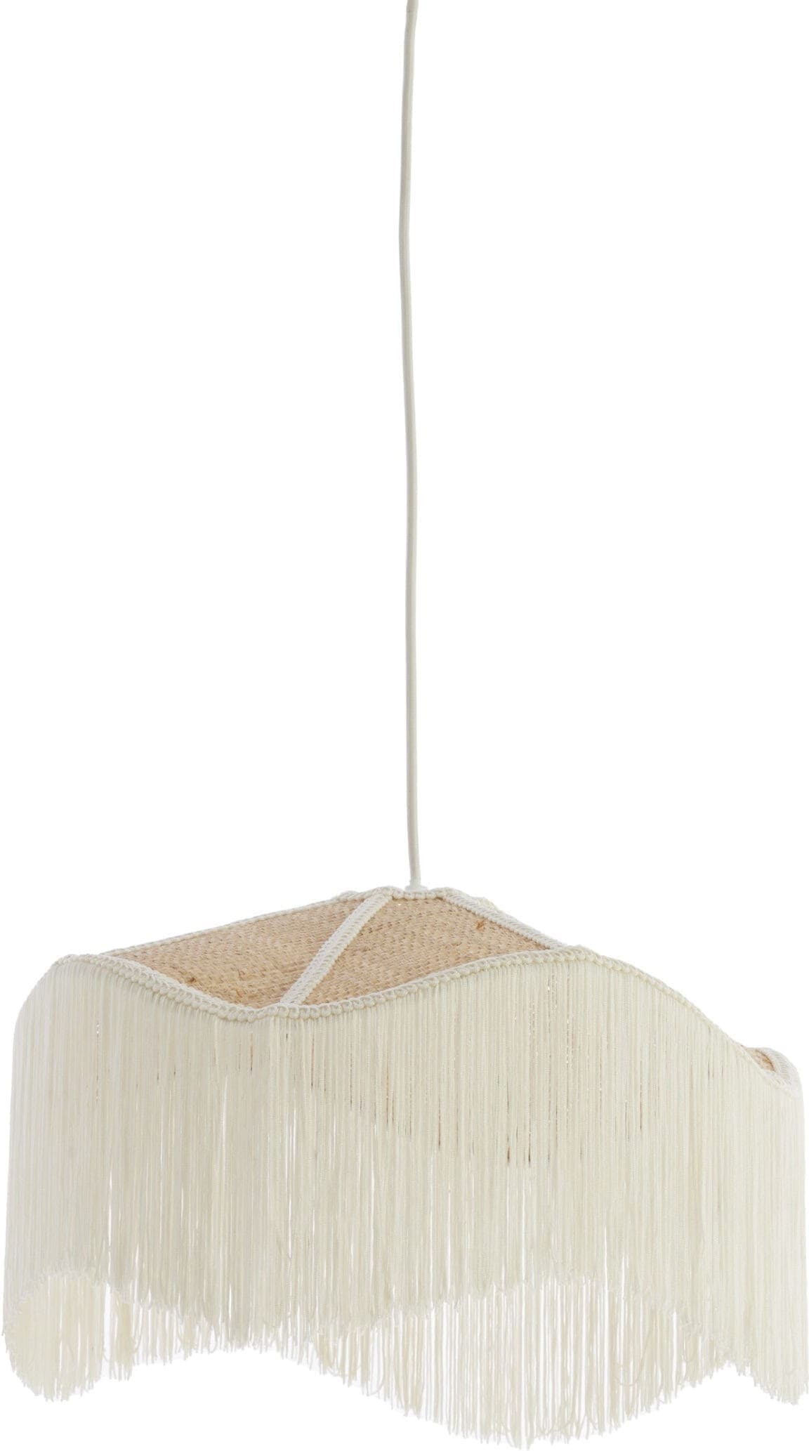 Light & Living Hanglamp Tiffany - raffia naturel+crème Wit Hanglamp