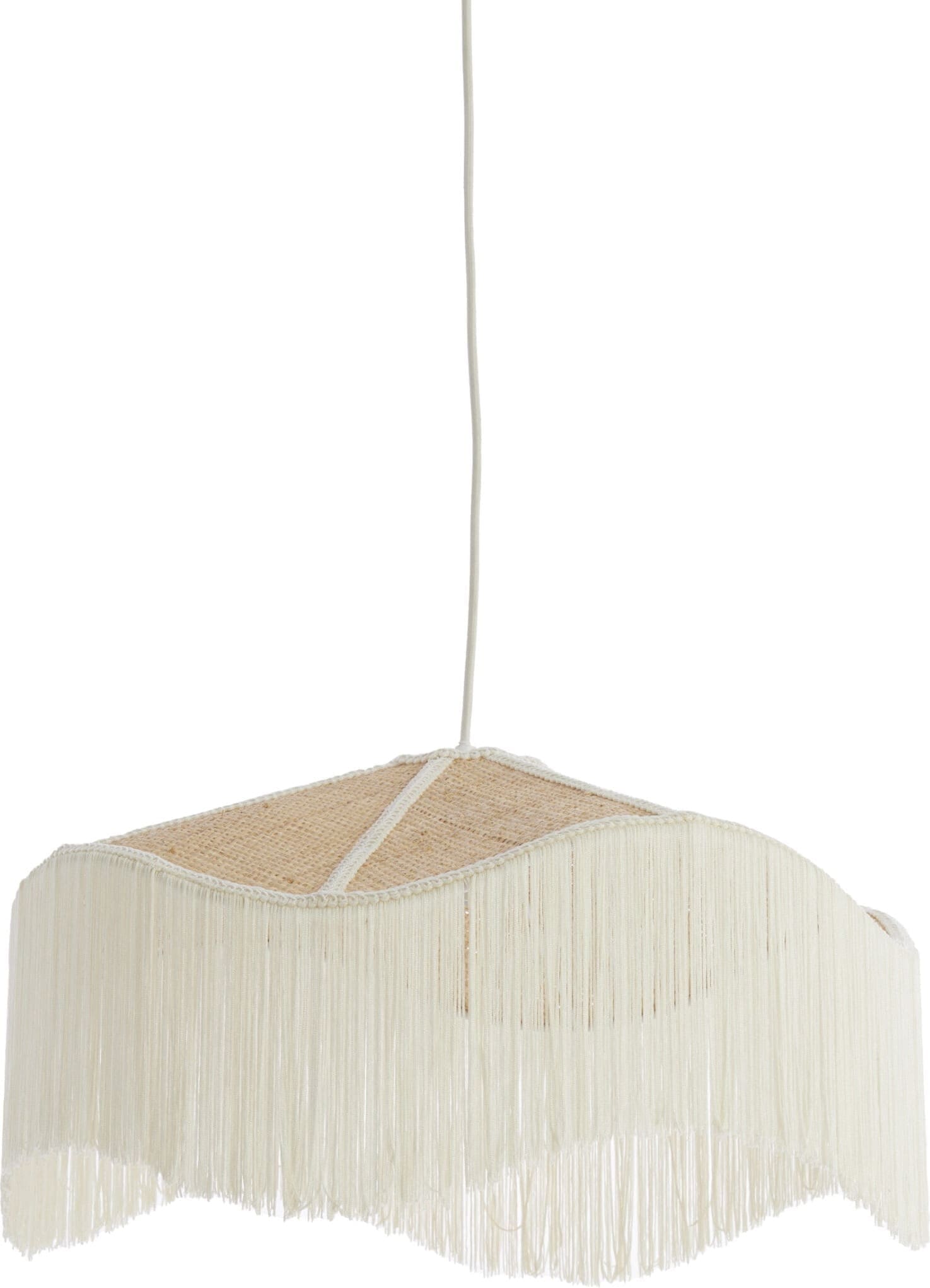 Light & Living Hanglamp Tiffany - raffia naturel+crème Wit Hanglamp