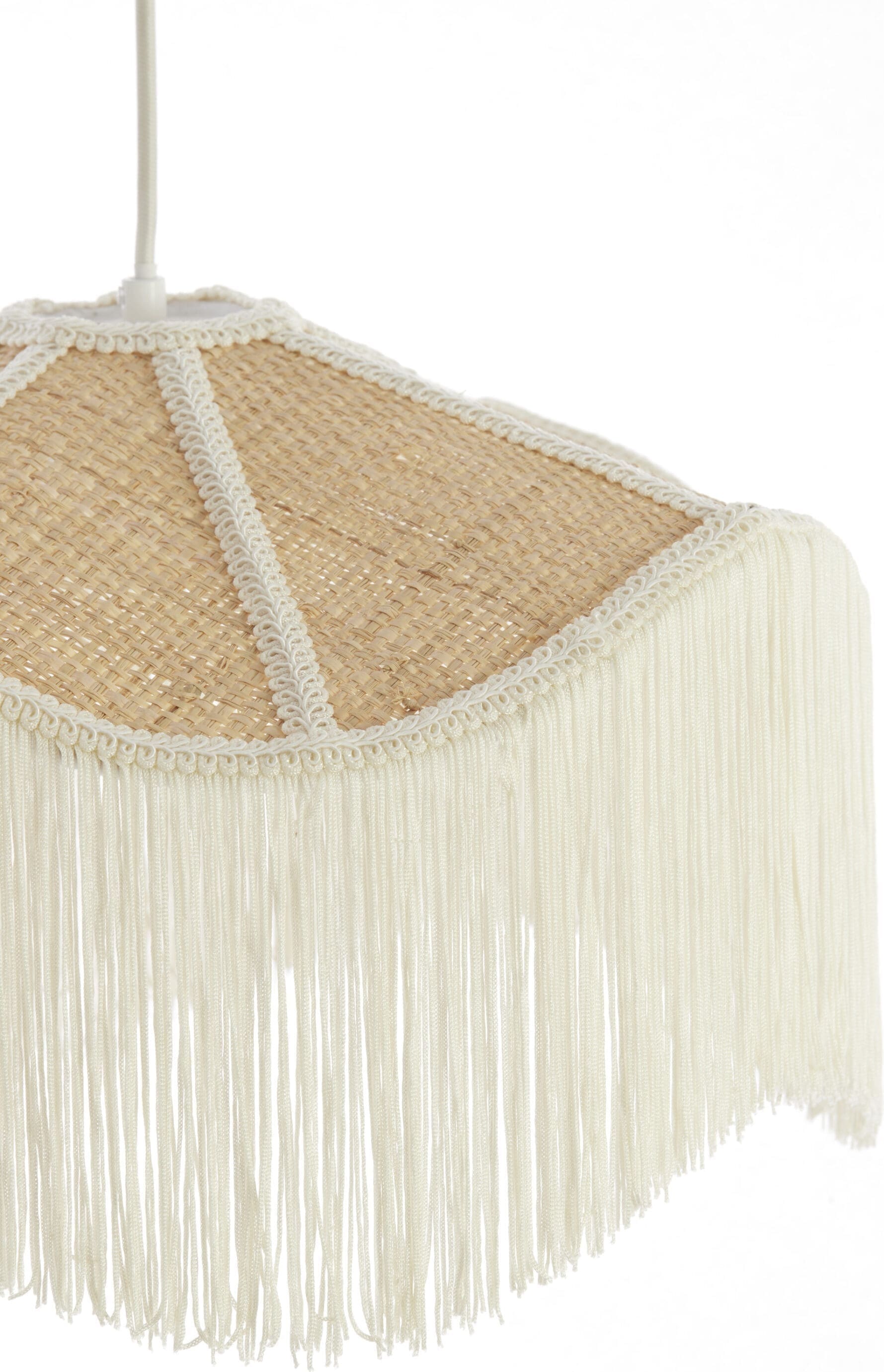 Light & Living Hanglamp Tiffany - raffia naturel+crème Wit Hanglamp