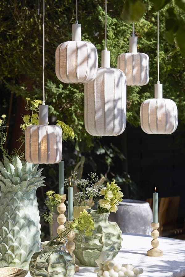 Light & Living Hanglamp Tufia - linnen crème Wit Hanglamp