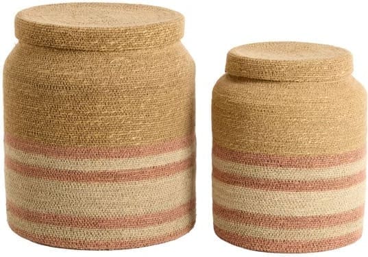 Light & Living Mand Betania - zeegras natur+licht roze Roze Mand