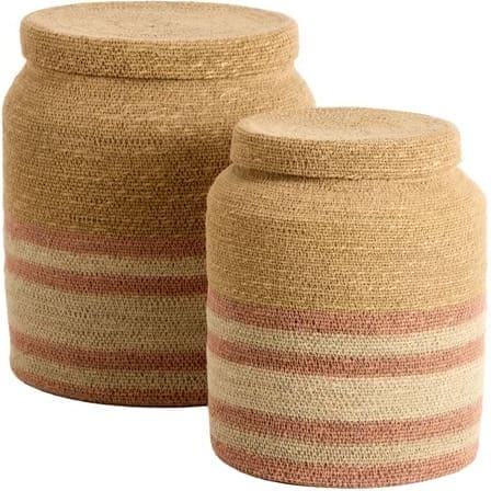 Light & Living Mand Betania - zeegras natur+licht roze Roze Mand