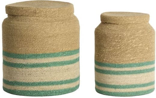 Light & Living Mand Betania - zeegras naturl+turquoise Blauw Mand