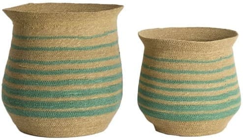Light & Living Mand Rutja - zeegras naturel+turquoise Blauw Mand
