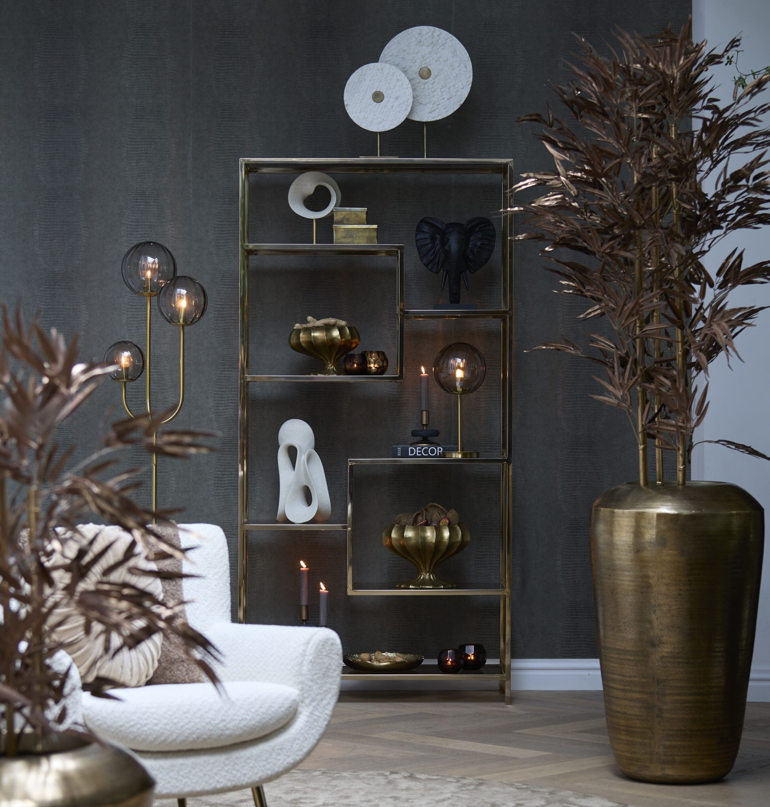Light & Living Ornament Yvo - marmer wit+antiek brons Brons Ornament