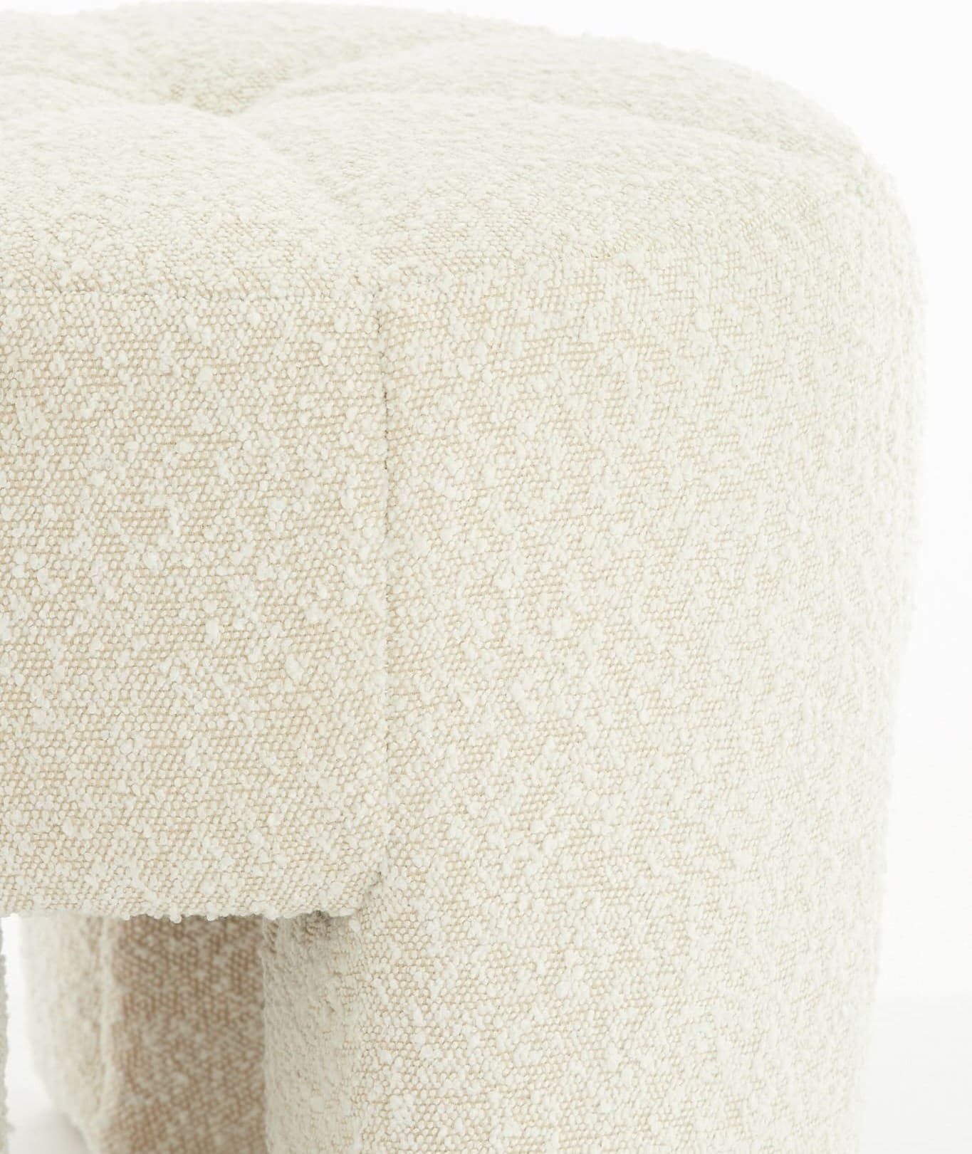 Light & Living Poef Batoemi - bouclé crème Wit Poef