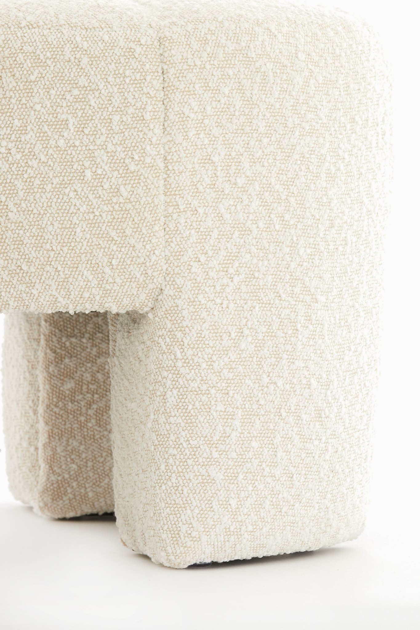 Light & Living Poef Batoemi - bouclé crème Wit Poef