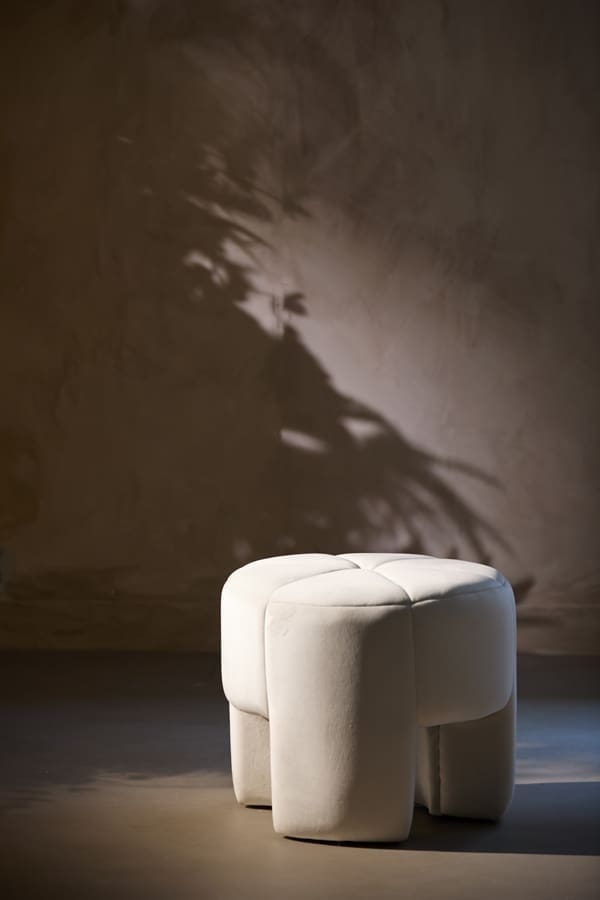 Light & Living Poef Batoemi - velvet wit Wit Poef