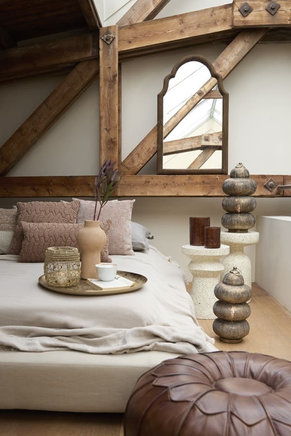 Light & Living Poef Calima - leer bruin Bruin Poef