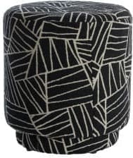 Light & Living Poef Davonte - zwart-wit Zwart Poef