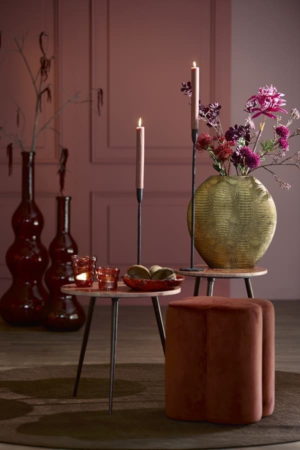 Light & Living Poef Nalani - bordeaux Rood Poef