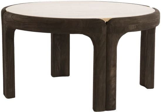 Light & Living Salontafel Ali - hout grijs-d bruin+travertin zand Grijs Salontafel