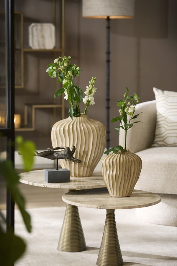 Light & Living Salontafel Bahia - zand travertin+antiek brons Bruin Salontafel