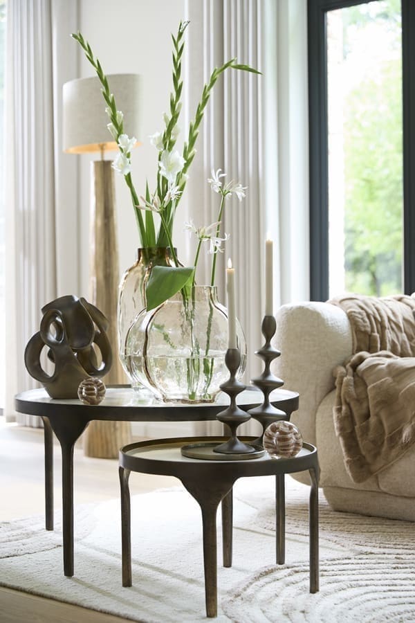 Light & Living Salontafel Eli - glans crème+antiek brons Wit Salontafel