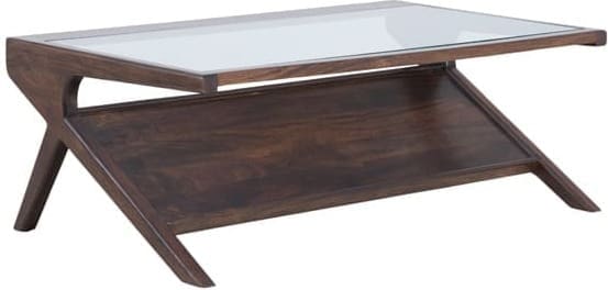 Light & Living Salontafel Yuki - mango hout chocolade bruin+glas Bruin Salontafel