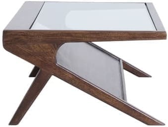 Light & Living Salontafel Yuki - mango hout chocolade bruin+glas Bruin Salontafel