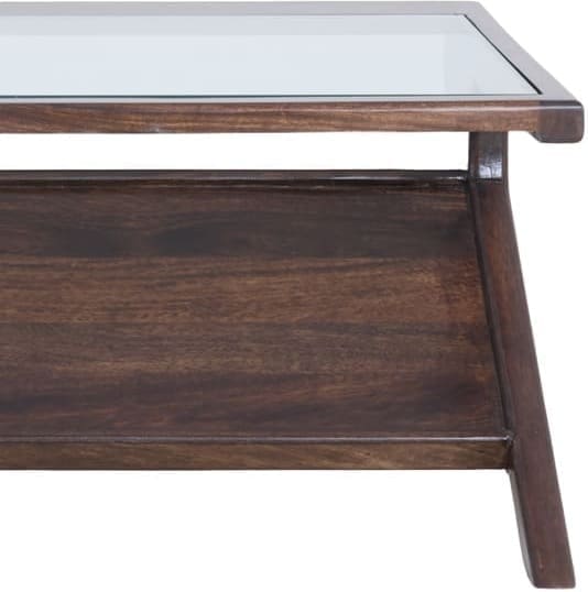 Light & Living Salontafel Yuki - mango hout chocolade bruin+glas Bruin Salontafel