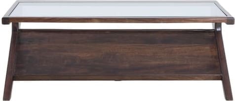 Light & Living Salontafel Yuki - mango hout chocolade bruin+glas Bruin Salontafel