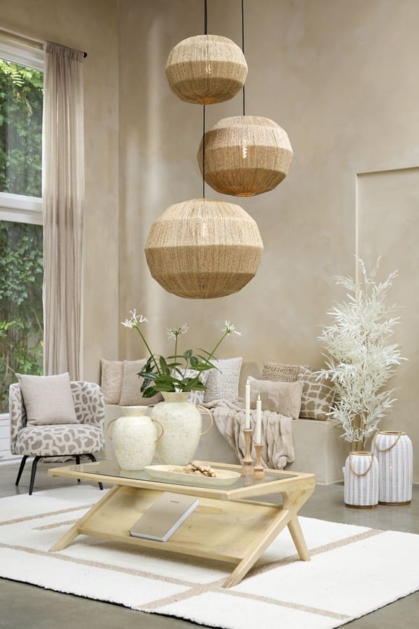 Light & Living Salontafel Yuki - mango hout naturel+glas Bruin Salontafel