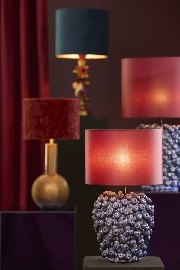 Light & Living Tafellamp Berries - keramiek donker blauw Blauw Tafellamp