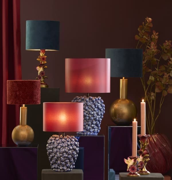Light & Living Tafellamp Berries - keramiek donker blauw Blauw Tafellamp