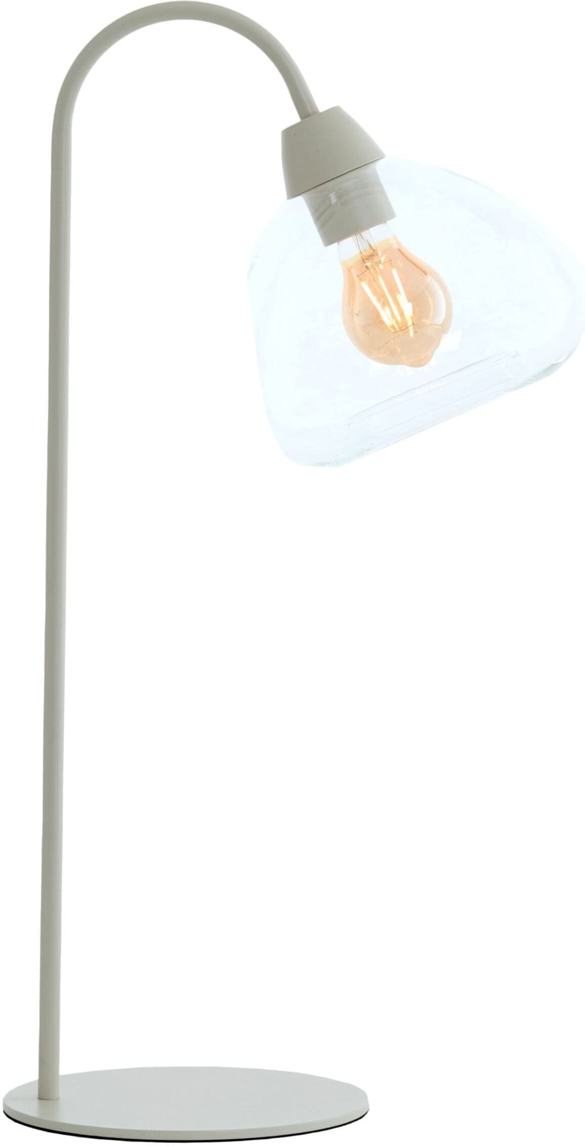 Light & Living Tafellamp Bisho - glas helder+crème Wit Tafellamp